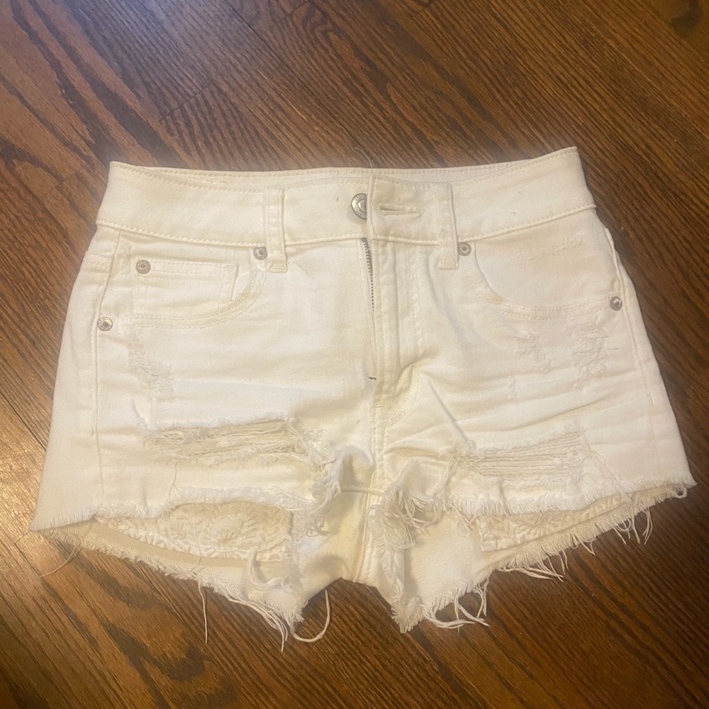 AE white jean shorts